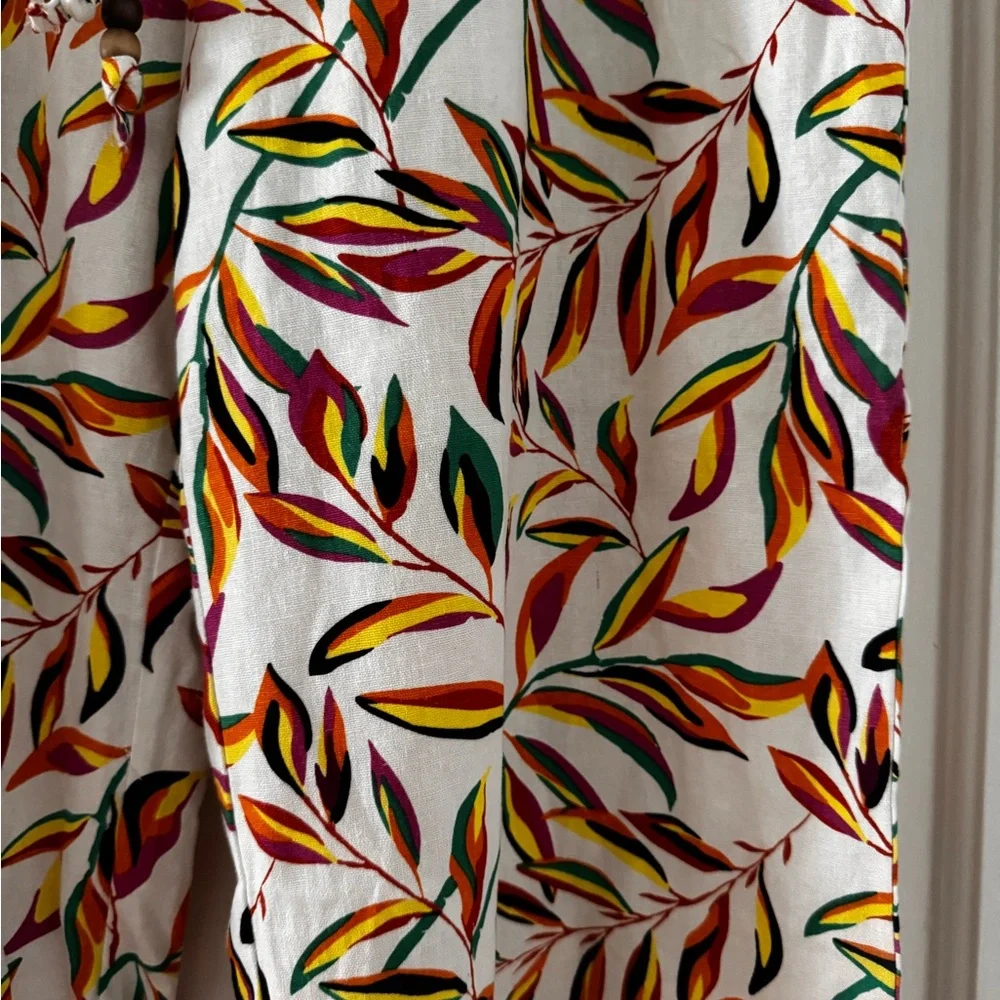 Calligraphie Leaf Print wiWooden Beads Pants - Picture 3 of 12